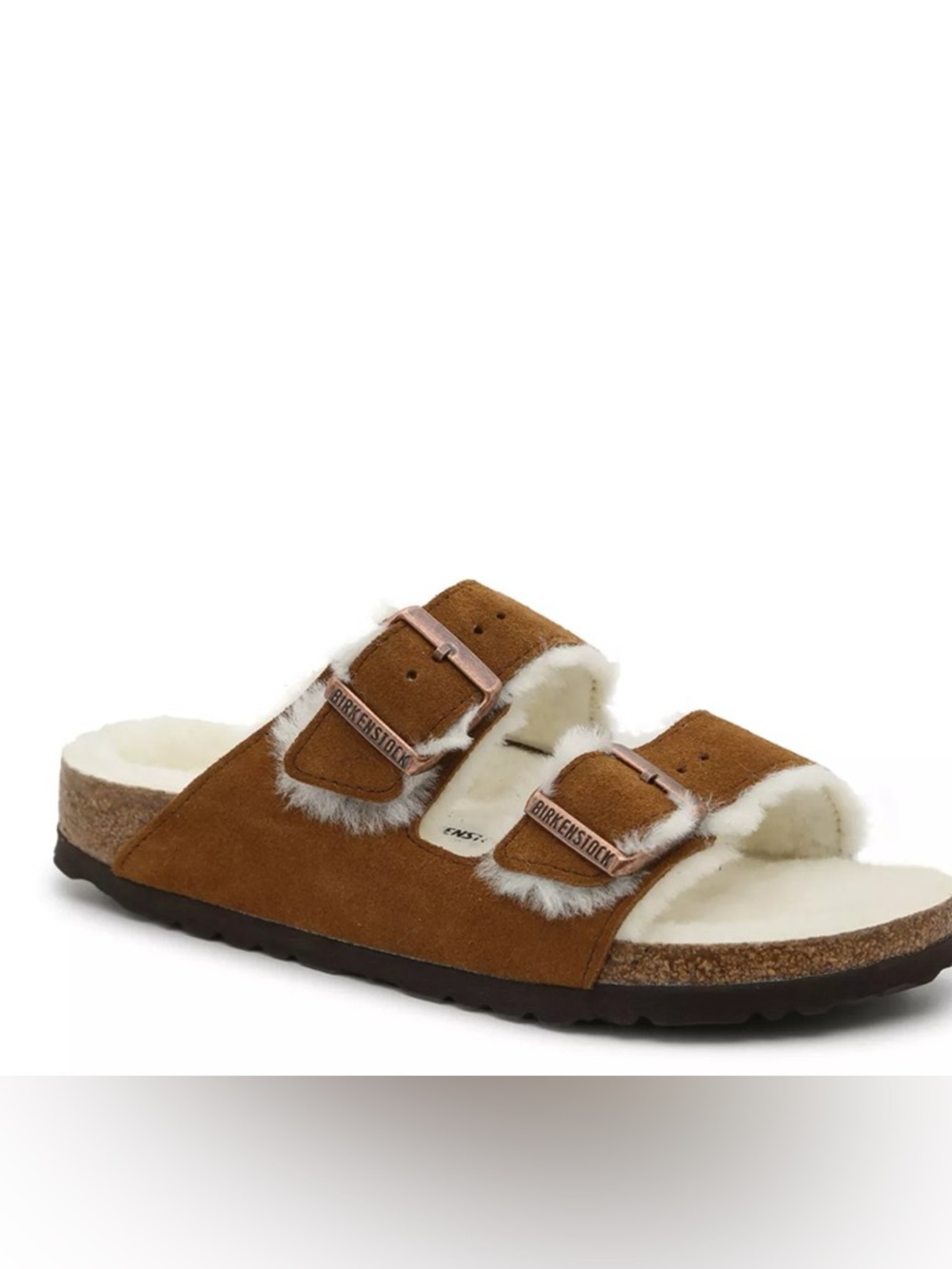 Birkenstock arizona sherpa cognac sandals nib size  euro 38 or 7.5